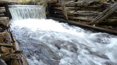 Cascade from an old dam abandoned Stock Footage 88330484
