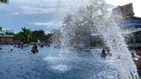 Cascade in a pool of Royal Decameron Resort in slow motion Stock Footage 112361502