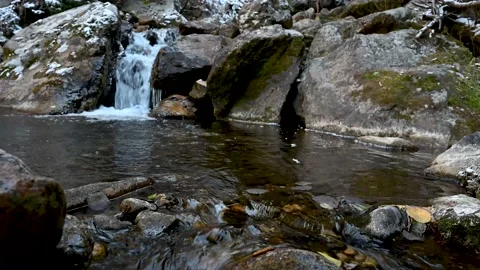 Cascade pouring into a pool of rocks Stock Footage 147931107