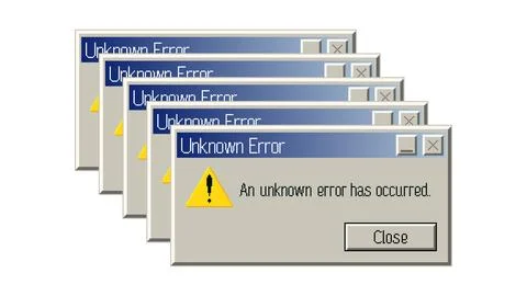 Cascade of repeated retro pixel error windows, vector pixel art Stock Illustration