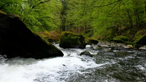 Cascade on the river aist in the valley aisttal Stock Footage 153597553