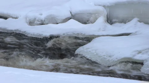 Cascade River Ice Stock Footage 1004963