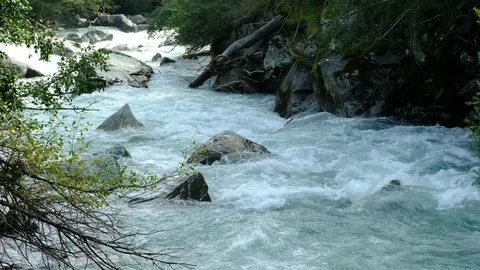 Cascade in the river isel in east tyrol, austria Stock Footage 126774437