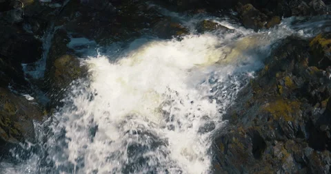 Cascade river in rock steps / Slow motion Stock Footage 130915156