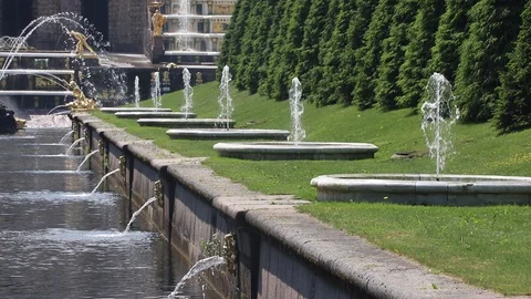 Cascade Samson in Peterhof. The most important fountain in Peterhof. Stock Footage 109657845