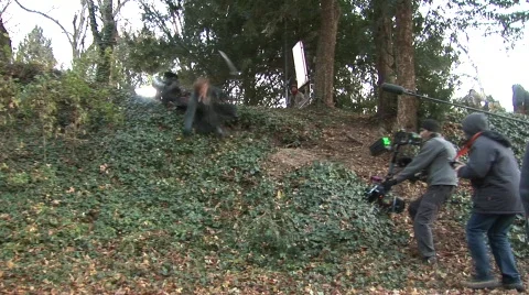 Cascade (stunt) - Two knights fall - Making of movie Stock Footage 348352