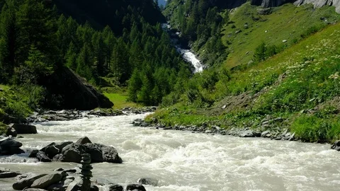 Cascade in valley Umbaltal Stock Footage 126776477