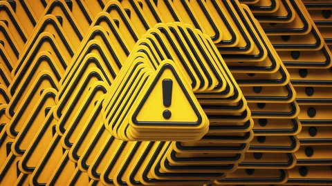 Cascade of Warning Signs 3D Render Animation Stock Footage 344094298