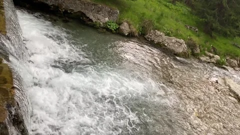 The cascade of water flowing through the forest in slow motion Stock Footage 243447318