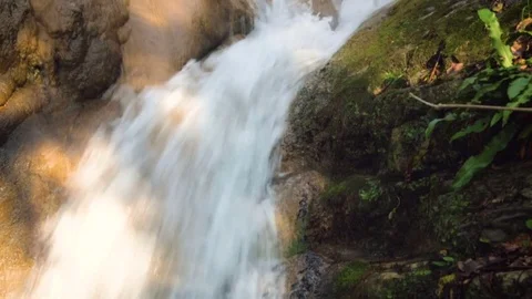 Cascade waterfall and rock in nature close up Stock-Footage 84875520