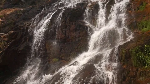 Cascade waterfall in picturesque jungle rainforest Stock Footage 111440406