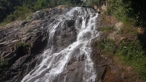 Cascade waterfall in picturesque jungle rainforest Stock Footage 111440859