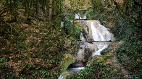 Cascade waterfall in  wild forest Stock-Footage 85123679