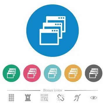 Cascade window view mode flat round icons 스톡 일러스트