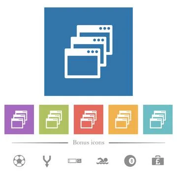 Cascade window view mode flat white icons in square backgrounds イラスト素材