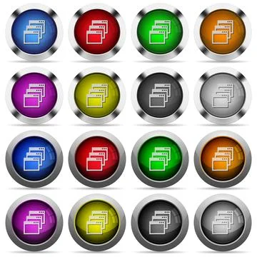 Cascade window view mode glossy button set 스톡 일러스트