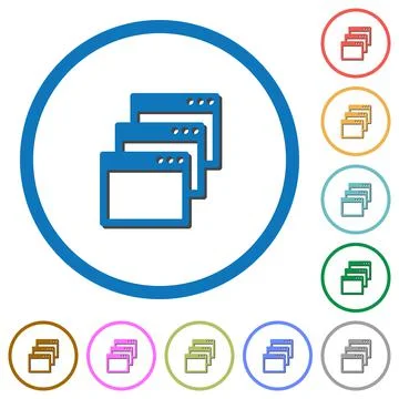 Cascade window view mode icons with shadows and outlines Stock Illustration