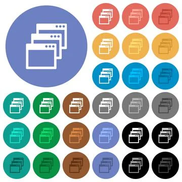 Cascade window view mode round flat multi colored icons イラスト素材