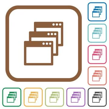 Cascade window view mode simple icons Stock Illustration