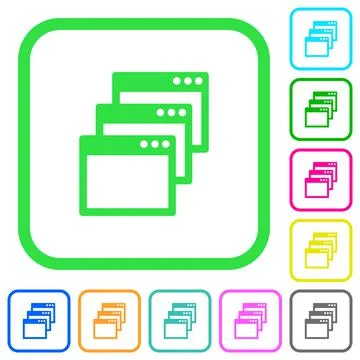 Cascade window view mode vivid colored flat icons icons Stock Illustration