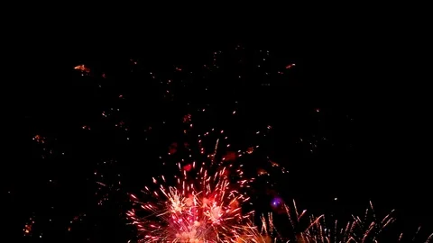 Cascades of fireworks in sky Stock Footage 88447465