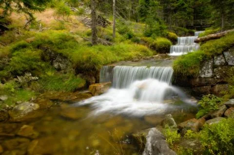 Cascades in the forest Stock Photos
