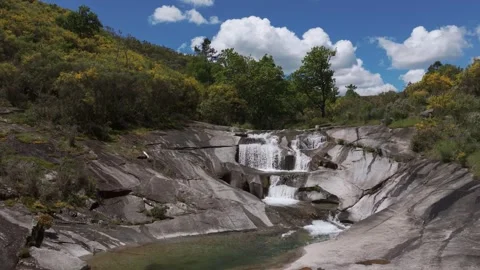 Cascades In As Mestas. Aerial Pullback Shot Stock Footage 313592679