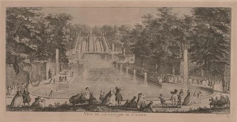 The Cascades of St. Cloud. Jacques Rigaud (French, 1681-1754). Engraving; Stock Illustration
