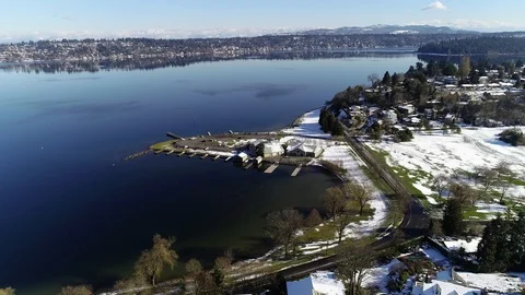 Cascadia Ave S Seattle winter seaside view Stock Footage 104385752