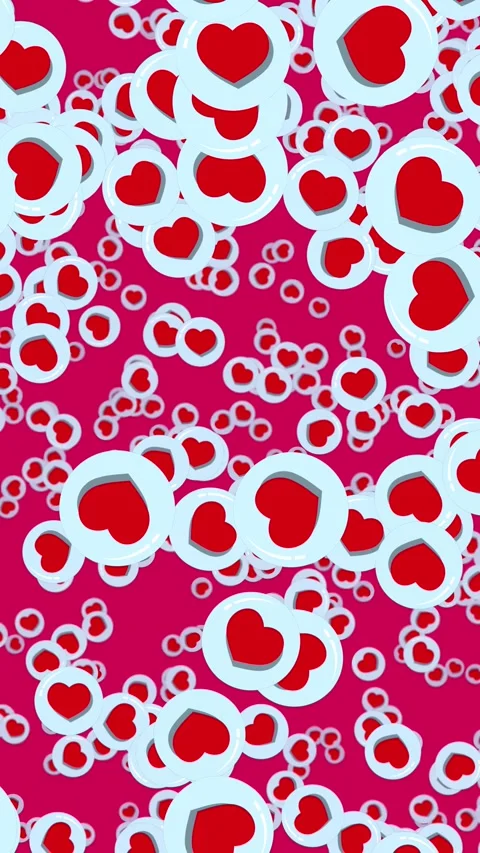 Cascading 3D Red Heart Icons Falling Over a Pink Background Stock Footage 329008530