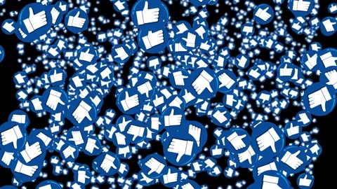 Cascading Blue Thumbs Up and Thumbs Down Social Media Icons Stock Footage 340306673