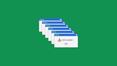 Cascading critical system error windows on green background. 4K Stock Footage 340882828