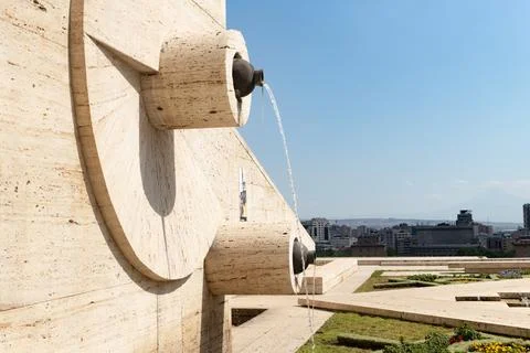 Cascading Elegance: The Yerevan Cascade Amidst a Clear Sky Stock Photos