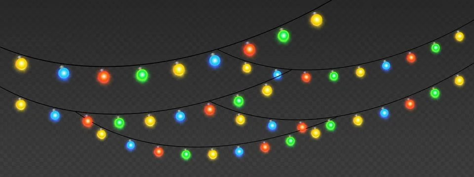 Cascading mini lights in layered waves dynamic festive composition for banner Stock Illustration