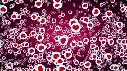 Cascading Red Heart Icons Floating Over Magenta Digital Background Stock Footage 334769988