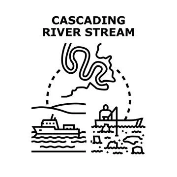 Cascading river stream vector icon concept Stock Illustration