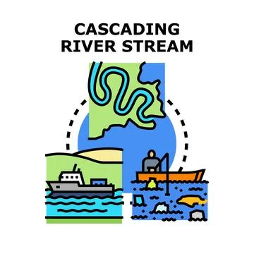 Cascading river stream vector icon concept Stock Illustration