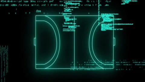 On cascading turquoise code aligning, neon cyan schematic forming, sharpening Stock Footage 328306923