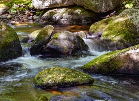 Cascading water  at the brook Stock Photos