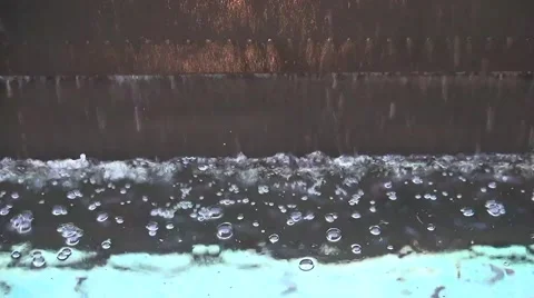 Cascading Water making Bubbles in Water Pond Stock Footage 46011094