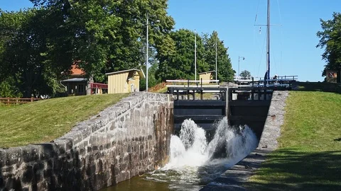 Cascading water at sluice gate Stock Footage 96481428