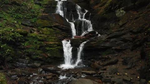 Cascading Waterfall in Carpathian Mountains At Fall Stock Footage 105479694