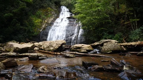 Cascading Waterfall with clear water Stock Footage 98453161