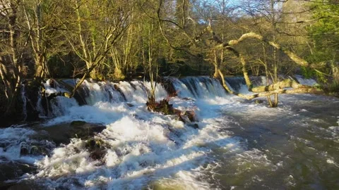 Cascading Waterfall Gushes Down Over Fervenza As Feiticeiras Stock Footage 260901326
