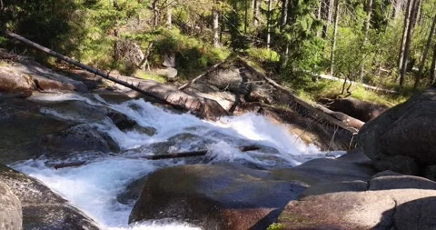 Cascading waterfall in a lush stream. The Cold Creek Waterfalls in High Tat.. Stock Footage 253500216
