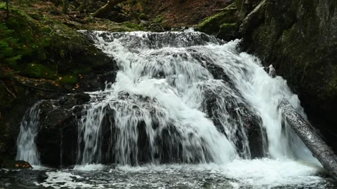 A cascading waterfall from a mountain stream in autumn, Josefsthaler Wasserfälle Stock-Footage 288143209