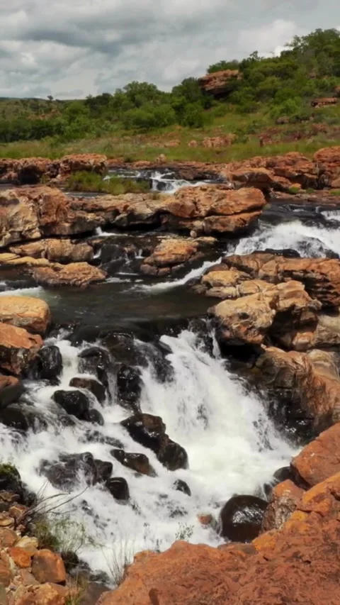 Cascading Waterfall Over Rocks in South Africa Scenic Nature Outdoors Stock Footage 320274231