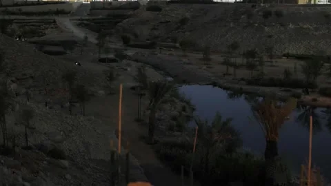 Cascading waterfall into pond Evening Stock Footage 268722786