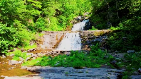 CascadingWaterfall Forest DroneApproach Stock Footage 292816389