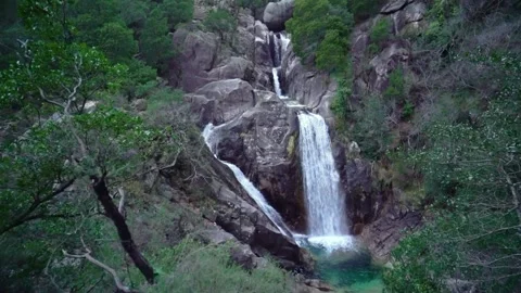 Cascata do Arado Waterfall in Portugal's Peneda-Gerês National Park Stock Footage 264090161